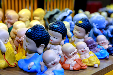 The little monk statues at the souvenir shop