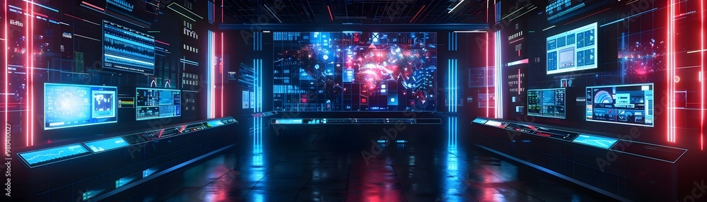 Poster futuristic ai powered virtual workspace for immersive media production and real time