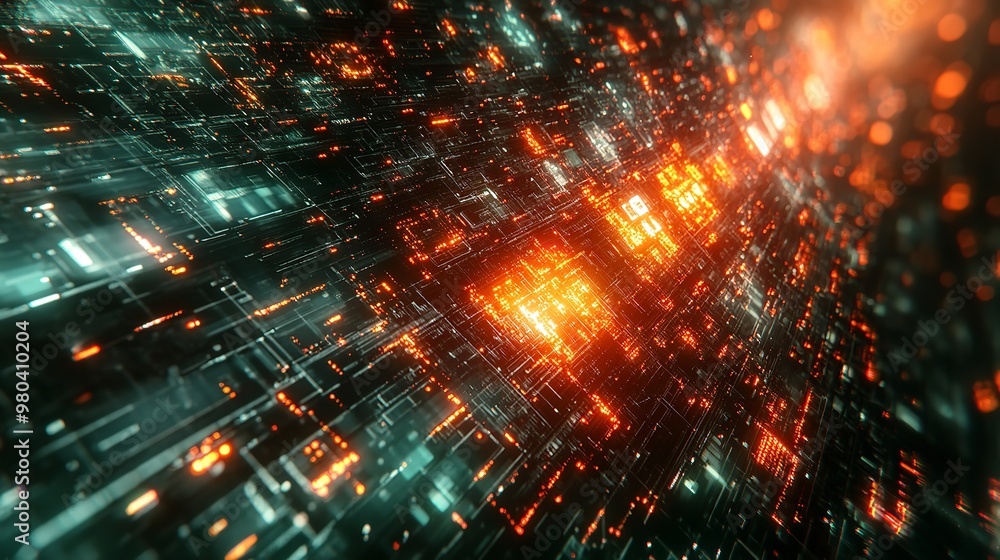 Poster abstract representation of cyber space security