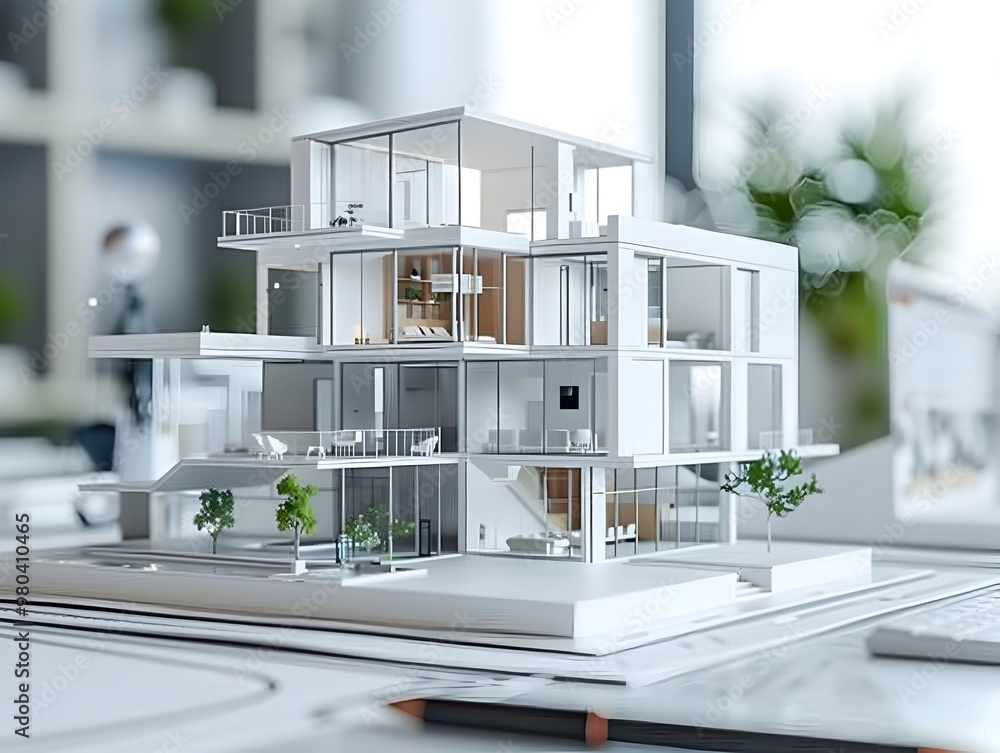 Poster sleek and modern ai driven virtual workspace for architectural design and