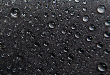 Close up of water droplets on dark cover background. Water droplets and wallpaper design concept