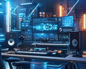 Cutting Edge Virtual Music Production Workspace with Interactive Editing and Tools