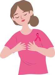 breast cancer survivor women character illustration
