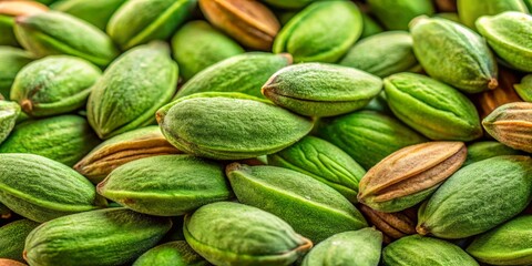 Succulent green badam nuts, still wrapped in their natural shells, promise a burst of flavor and texture, begging