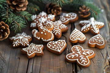 tasty gingerbreads on the wooden table