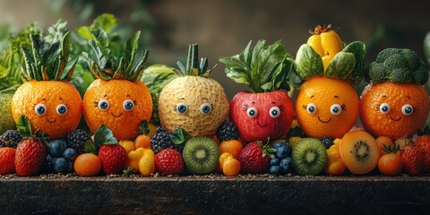 The magical streets where fresh produce is animated with expressive traits and unique charm