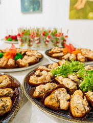 different appetizers on the catering table