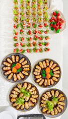 different appetizers on the catering table