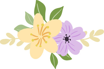 Cute pastel floral bouquet arrangements illustration