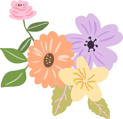 Cute pastel floral bouquet arrangements illustration