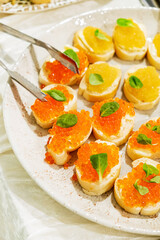 different appetizers on the catering table