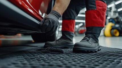 Car detailing service: deep cleaning carpets with professional extractor for pristine interiors