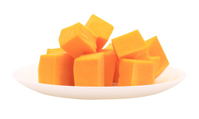 Pumpkin slices. Fresh vegetable. Autumn print. Isolated on transparent background. Side view