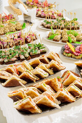 different appetizers on the catering table