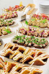 different appetizers on the catering table