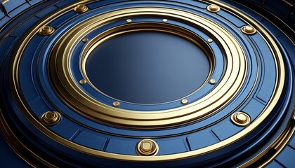 Abstract Circular Design with Gold and Blue Tones