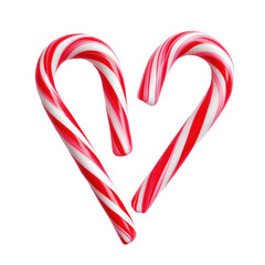 Fototapeta premium Sweet Candy Cane Hearts isolated on white or transparent background, png clipart, design element. Easy to place object on any other background.