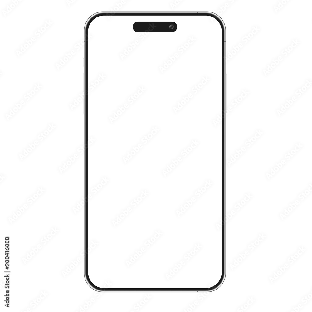 Wall mural iphone 16 pro max mobile phone smartphone device transparent display mockup template. modern mobile 