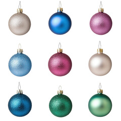 Festive Holiday Ornaments Collection isolated on white or transparent background, png clipart, design element. Easy to place object on any other background.