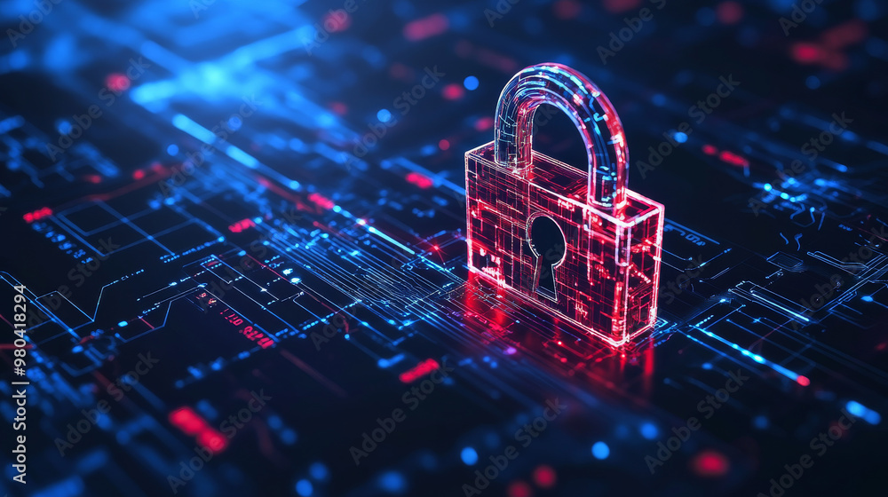 Aufkleber cybersecurity. digital lock icon, cybersecurity tech network data protection, virtual dashboard. onl
