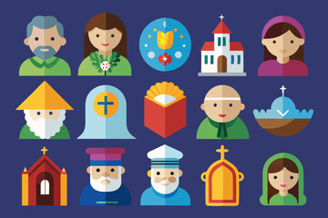 vector illustration of All Saint's day icons