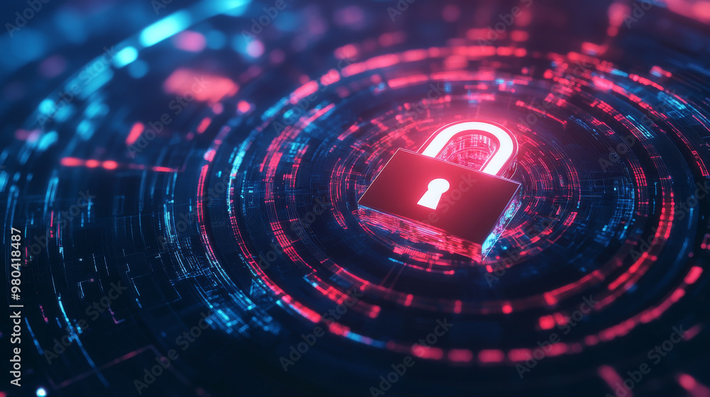 Aufkleber cybersecurity. digital lock icon, cybersecurity tech network data protection, virtual dashboard. onl