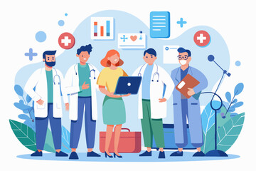 vector illustration of group of doctors