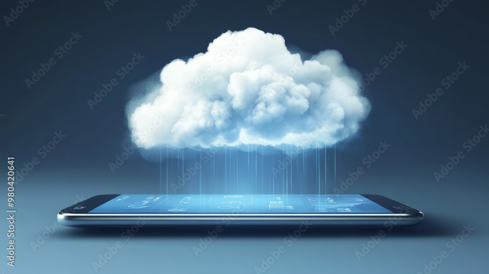 Poster synchronization of mobile devices (tablet or smartphone) with cloud storage. transfers data to the c