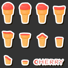 Big colorful set different forms natural dessert ice cream of consisting various ingredients