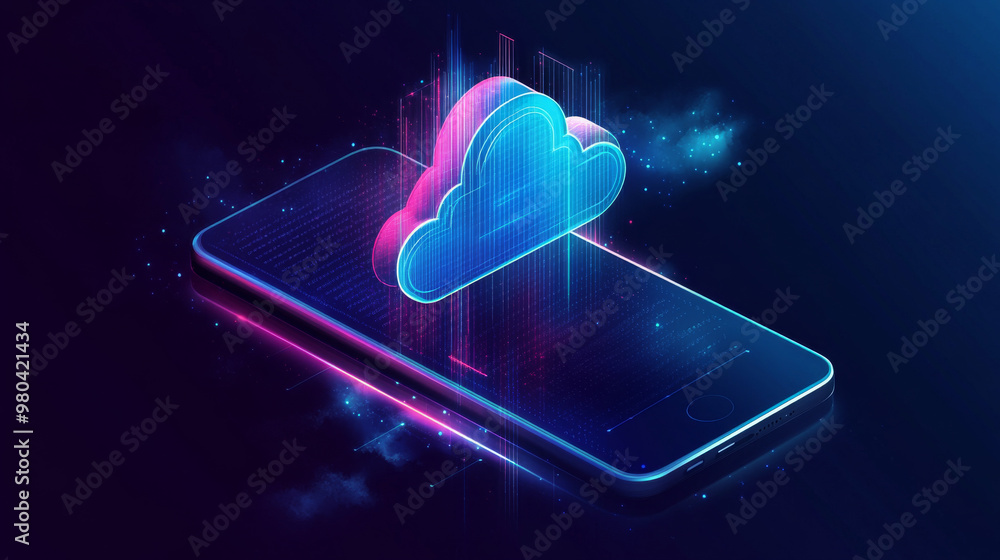 Poster synchronization of mobile devices (tablet or smartphone) with cloud storage. transfers data to the c