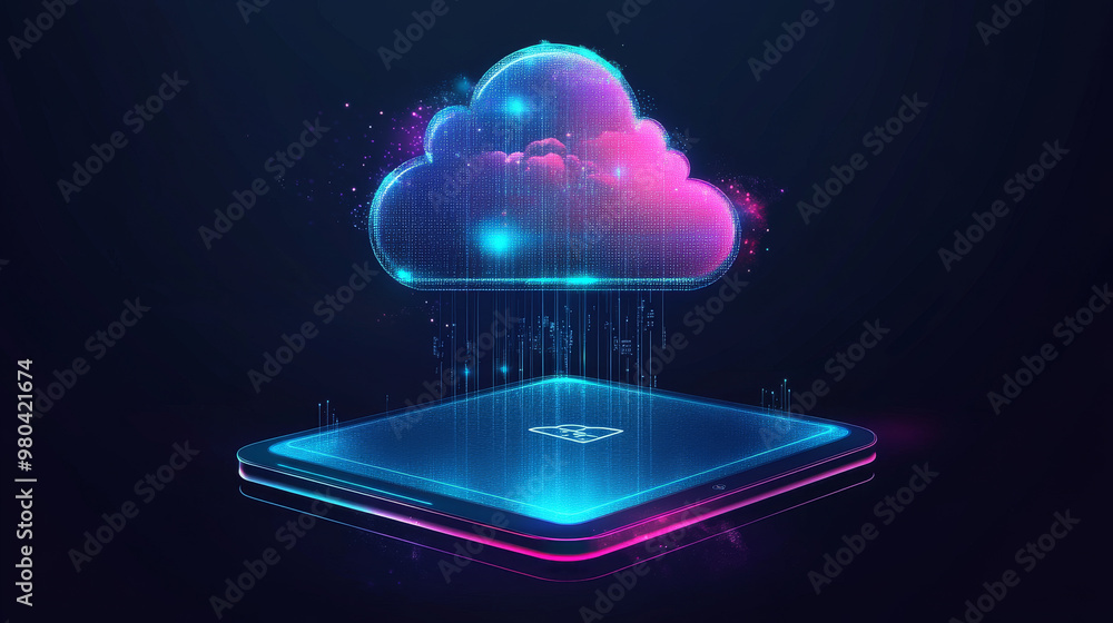 Poster synchronization of mobile devices (tablet or smartphone) with cloud storage. transfers data to the c