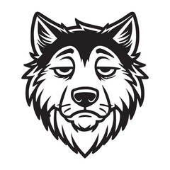 Obraz premium Wolf face Logo Clipart - grey wolf head Outline design - Gray wolf vector illustration in black and white 