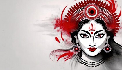 Goddess Durga Face - Indian Religious Celebration for Happy Navratri