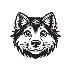 Naklejka premium Wolf face Logo Clipart - grey wolf head Outline design - Gray wolf vector illustration in black and white 