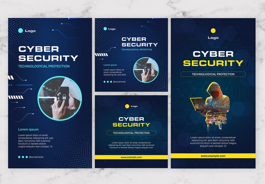 Gradient Blue And White Cyber Social Media Post And Story