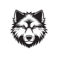 Naklejka premium Wolf face Logo Clipart - grey wolf head Outline design - Gray wolf vector illustration in black and white 