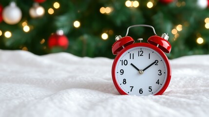 Red Alarm Clock Holiday Scene