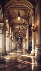 Majestic palace hallway  a stunning display of opulence and design for fashion photography