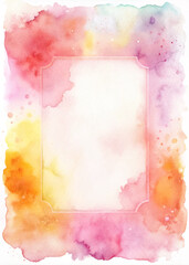 A watercolor painting of a frame with a pink background and yellow