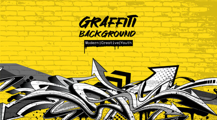 Abstract colorful graffiti art background. Decorative vector arrows in graffiti styles