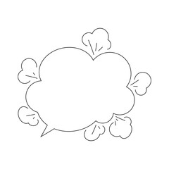 The speech bubble is isolated on a white background. Drawn graphic black and white linear illustration, doodle, comic, vector. An empty cloud with steam for indignation, protest. An element for design
