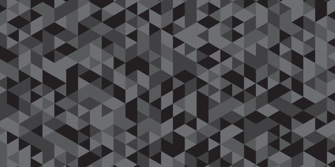 Triangle shape retro wall grid pattern geometric ornament tile vector square element. Abstract geometric black and gray background seamless mosaic and low polygon triangle texture wallpaper. 