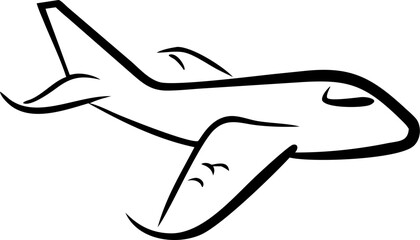 A black and white drawing of an airplane