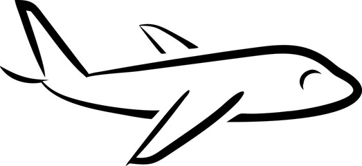 A black and white drawing of an airplane