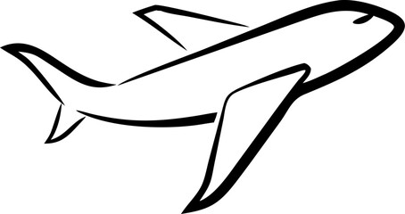 A black and white drawing of an airplane