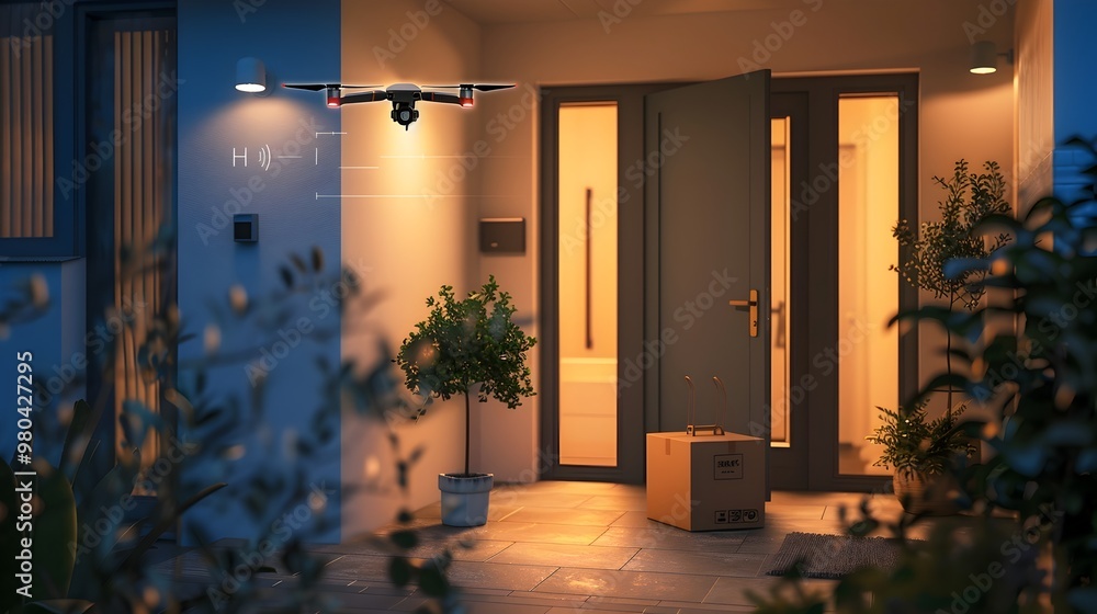 Poster smart home entryway with advanced automation and security features