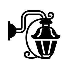 Vector solid black icon for Wall lamp