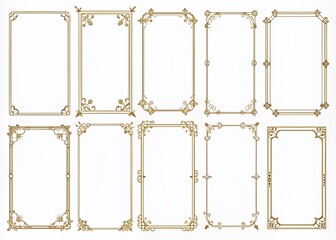 Collection of vertical blank templates with double stroke line frames, editable vector edges, ideal for greeting or wedding frames, crisp and clean design, HD camera quality.