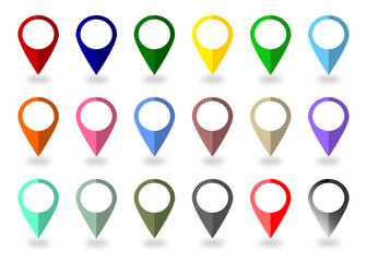 マップピン : 地図の案内記号 ピン ポインターのイラストセット
