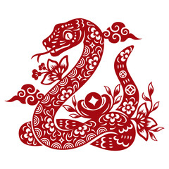 Chinese traditional paper cutting snake.